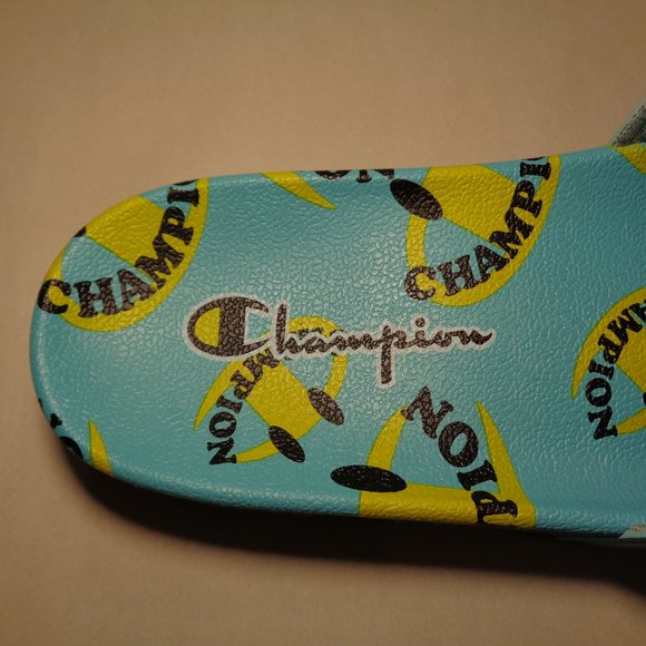 Champion Size 9 M IPO SMILE Aqua Yellow Slide Sandals New Men\'s Shoes main image 11